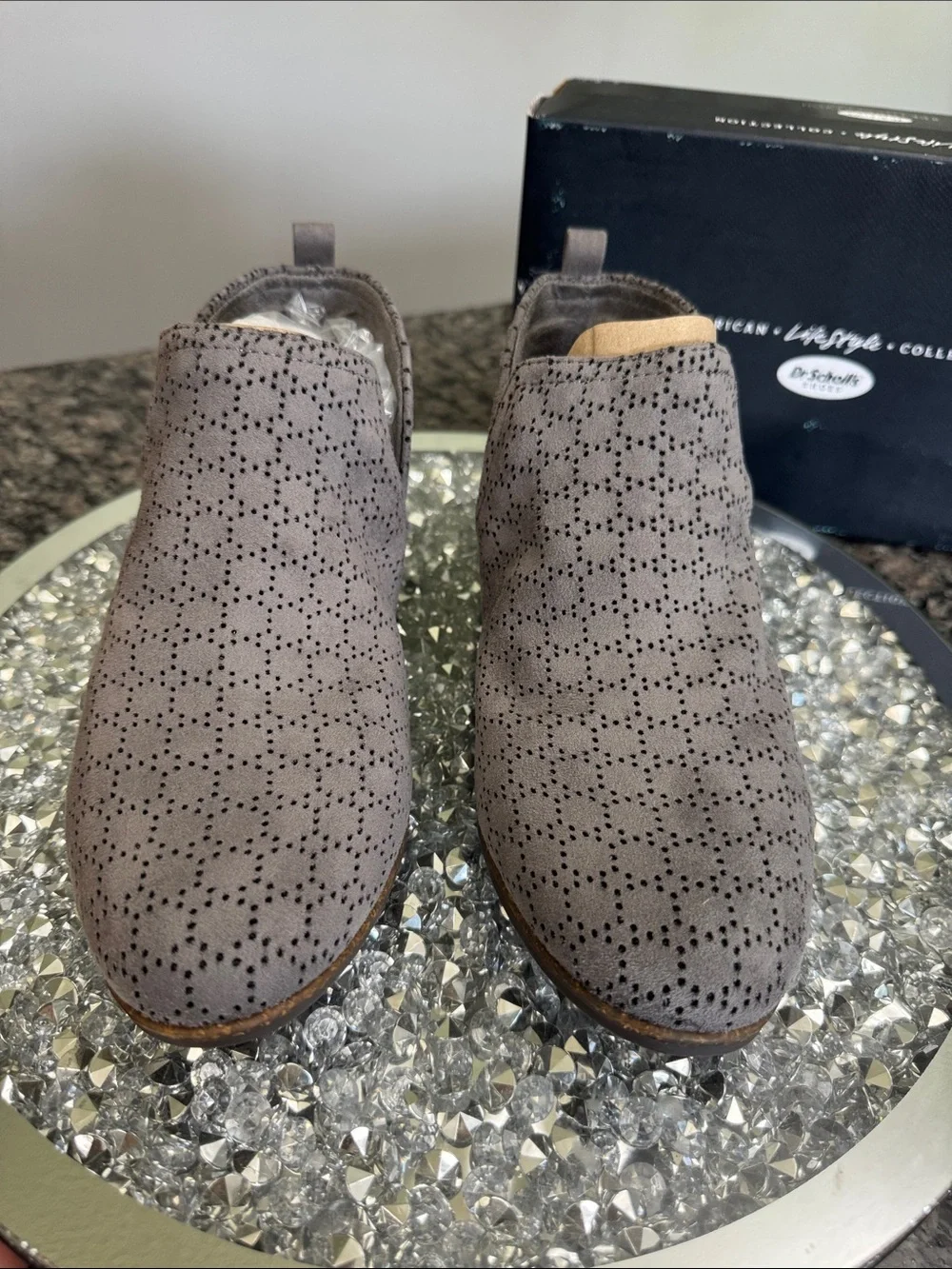 Dr. Scholl's Gray Perforated Slip-On Ankle Booties NWT 8.5W